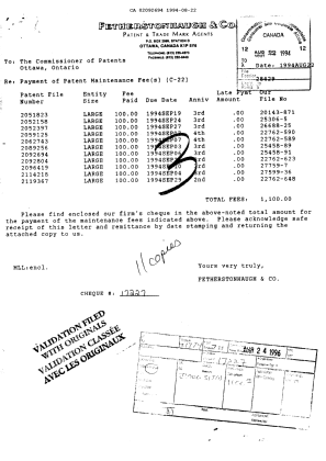 Canadian Patent Document 2092694. Fees 19931222. Image 1 of 1