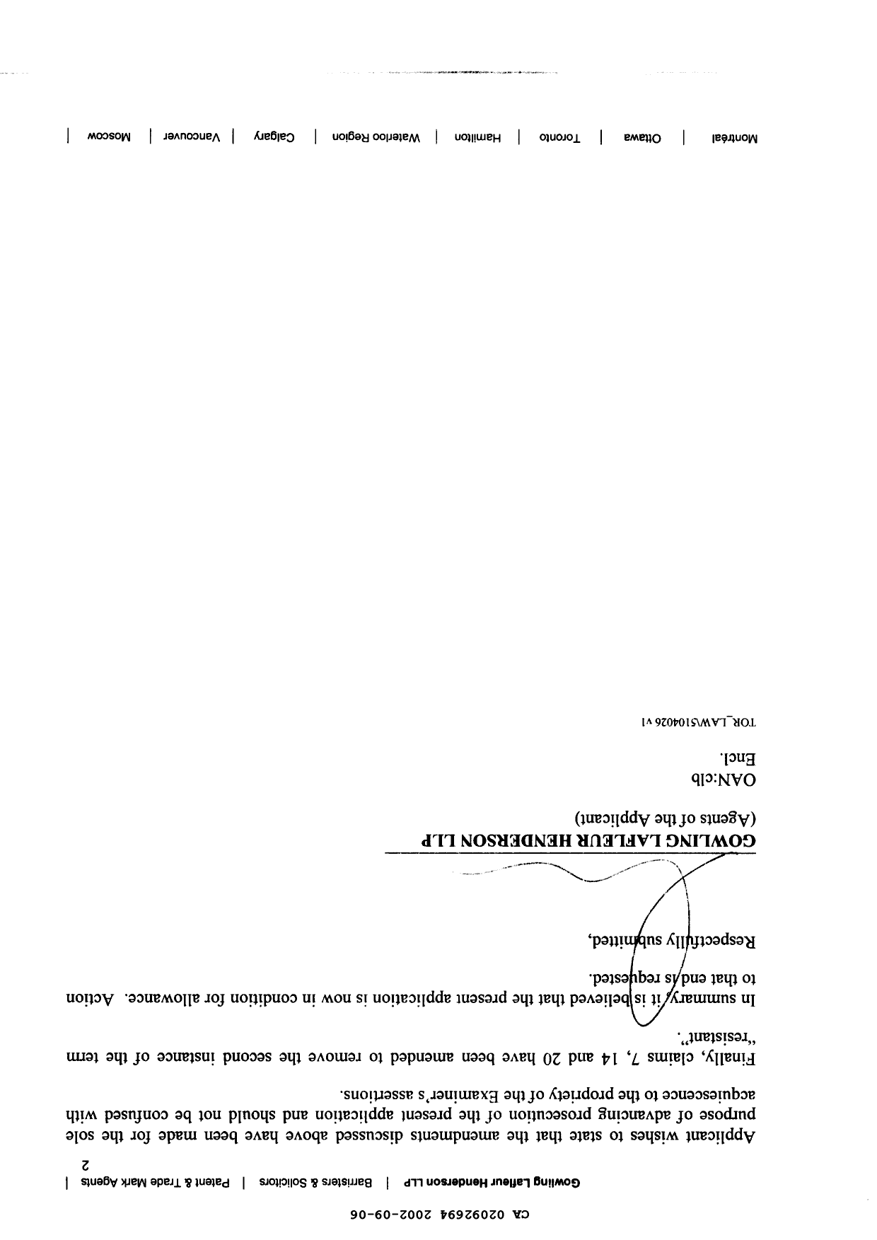 Canadian Patent Document 2092694. Prosecution-Amendment 20011206. Image 2 of 6
