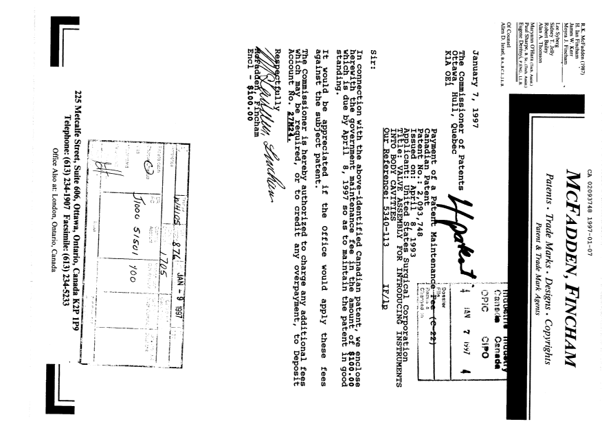 Canadian Patent Document 2093748. Fees 19970107. Image 1 of 1