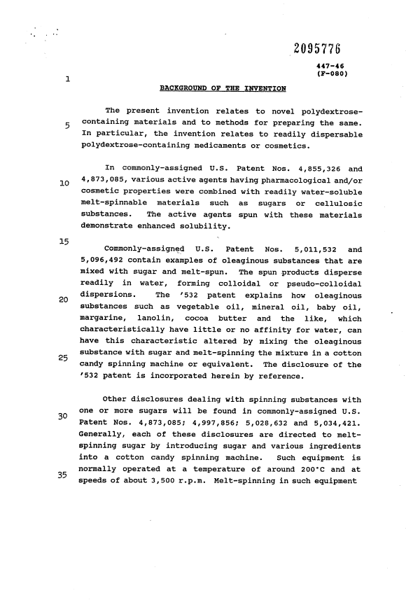 Canadian Patent Document 2095776. Description 19940121. Image 1 of 17