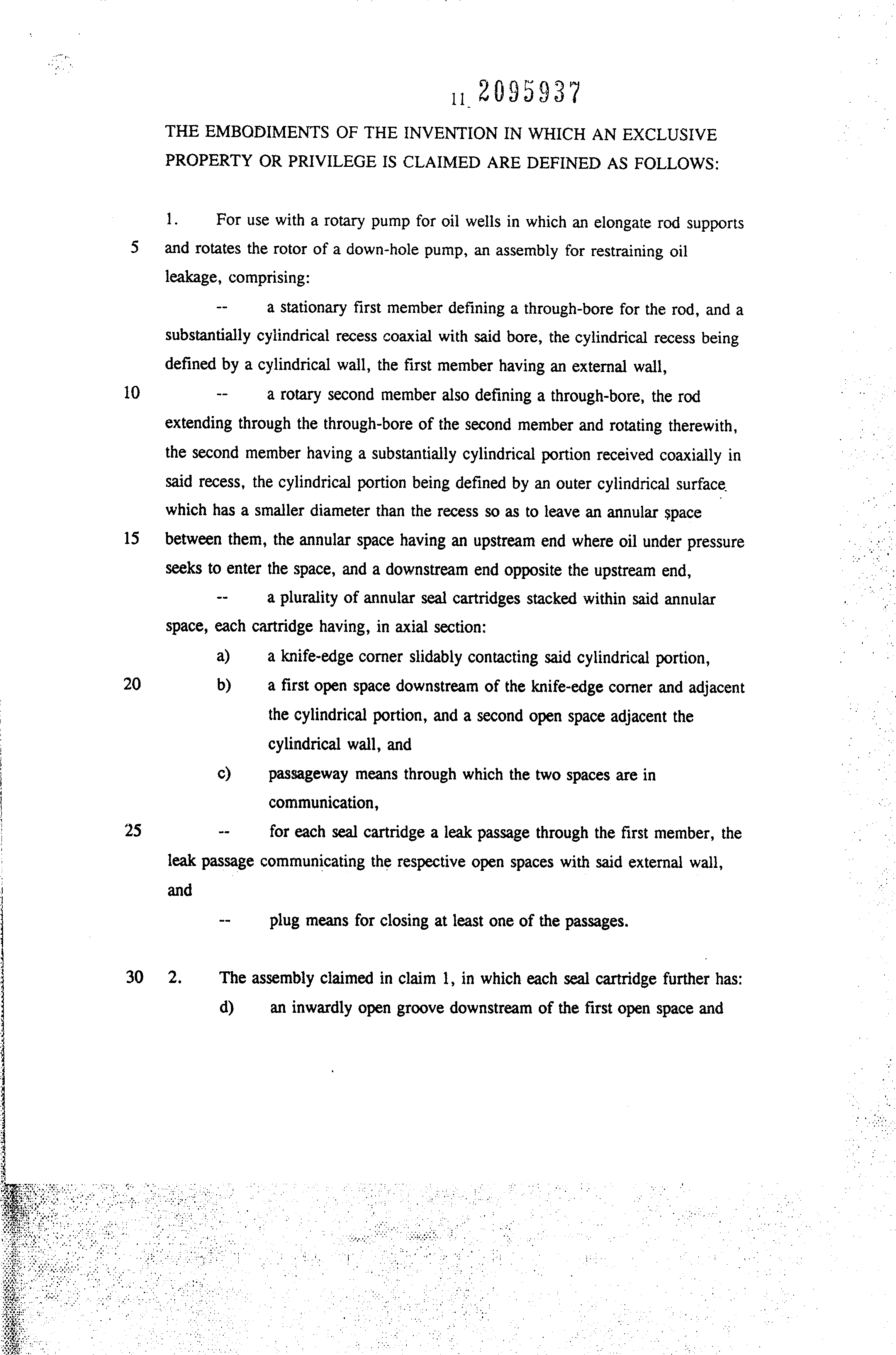 Canadian Patent Document 2095937. Claims 19941201. Image 1 of 5