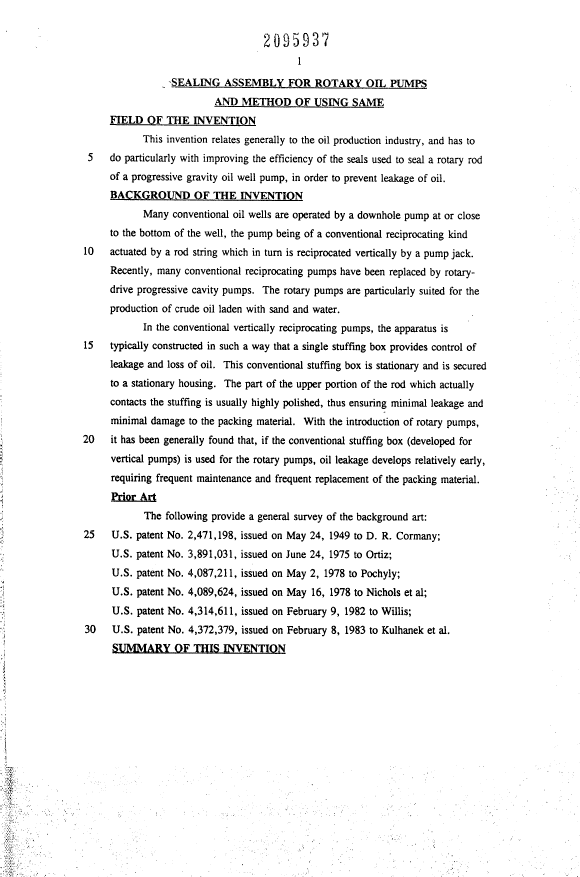 Canadian Patent Document 2095937. Description 19941201. Image 1 of 9