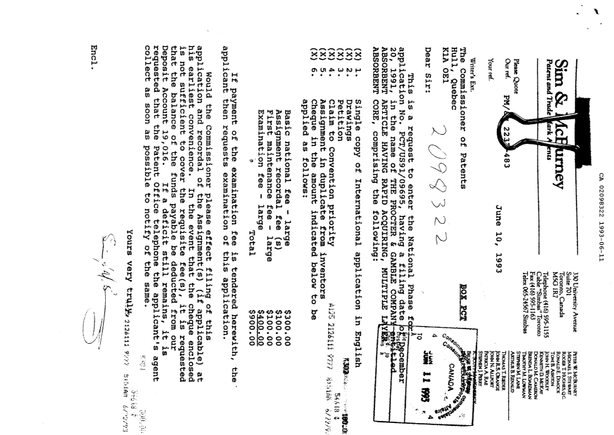 Document de brevet canadien 2098322. Taxes 19921211. Image 1 de 1