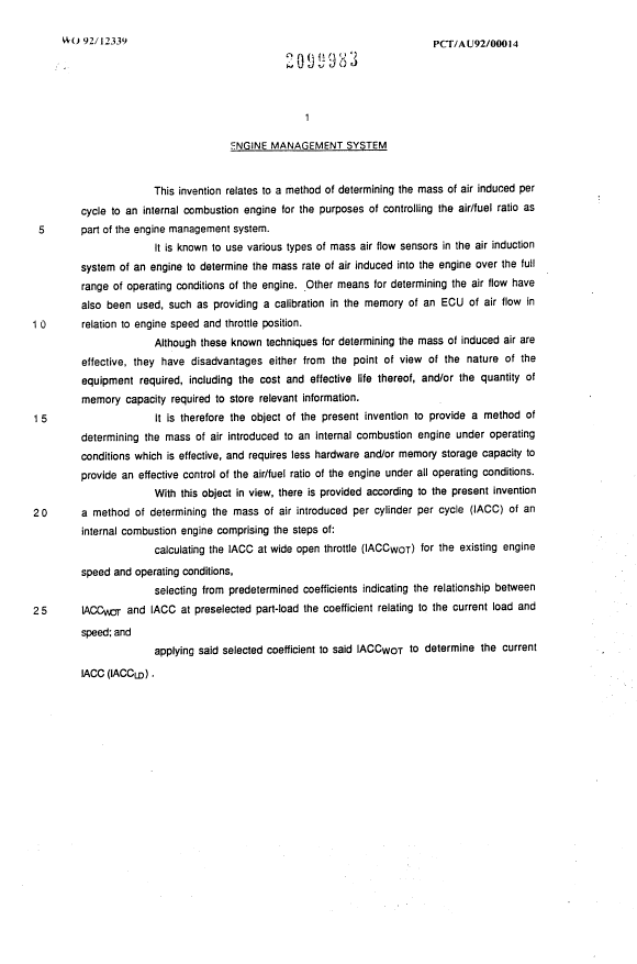 Document de brevet canadien 2099983. Description 19940507. Image 1 de 10