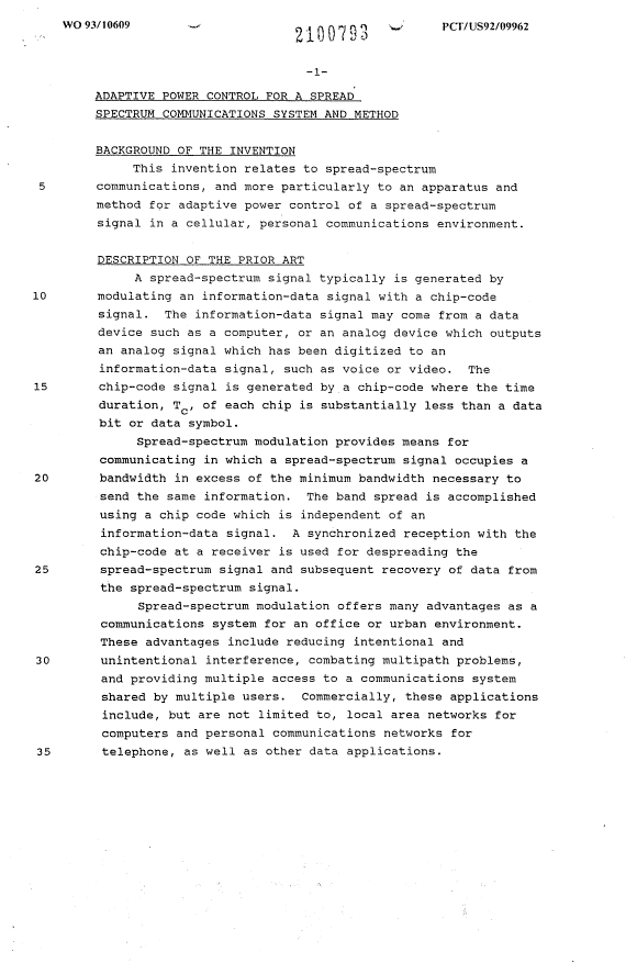 Document de brevet canadien 2100793. Description 19940514. Image 1 de 16