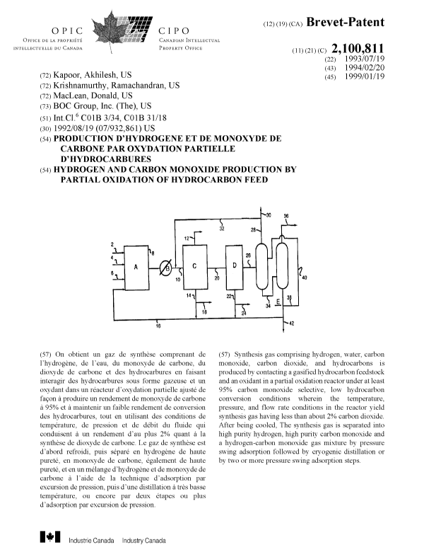 Document de brevet canadien 2100811. Page couverture 19990309. Image 1 de 1