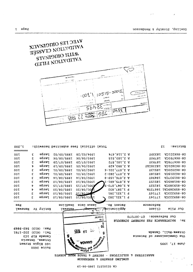 Canadian Patent Document 2101572. Fees 19941219. Image 1 of 1