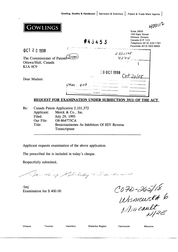 Canadian Patent Document 2101572. Prosecution-Amendment 19971220. Image 1 of 2