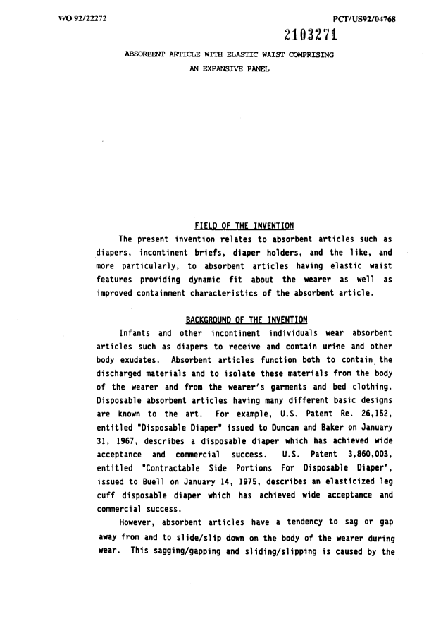 Canadian Patent Document 2103271. Description 19970618. Image 1 of 90