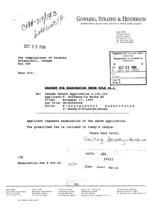 Document de brevet canadien 2103324. Poursuite-Amendment 19931205. Image 1 de 1