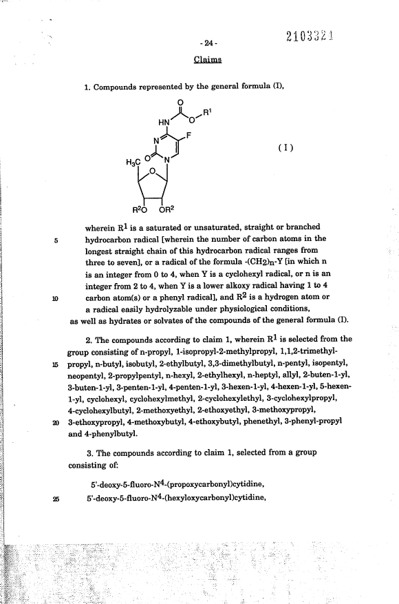 Document de brevet canadien 2103324. Revendications 19941207. Image 1 de 3