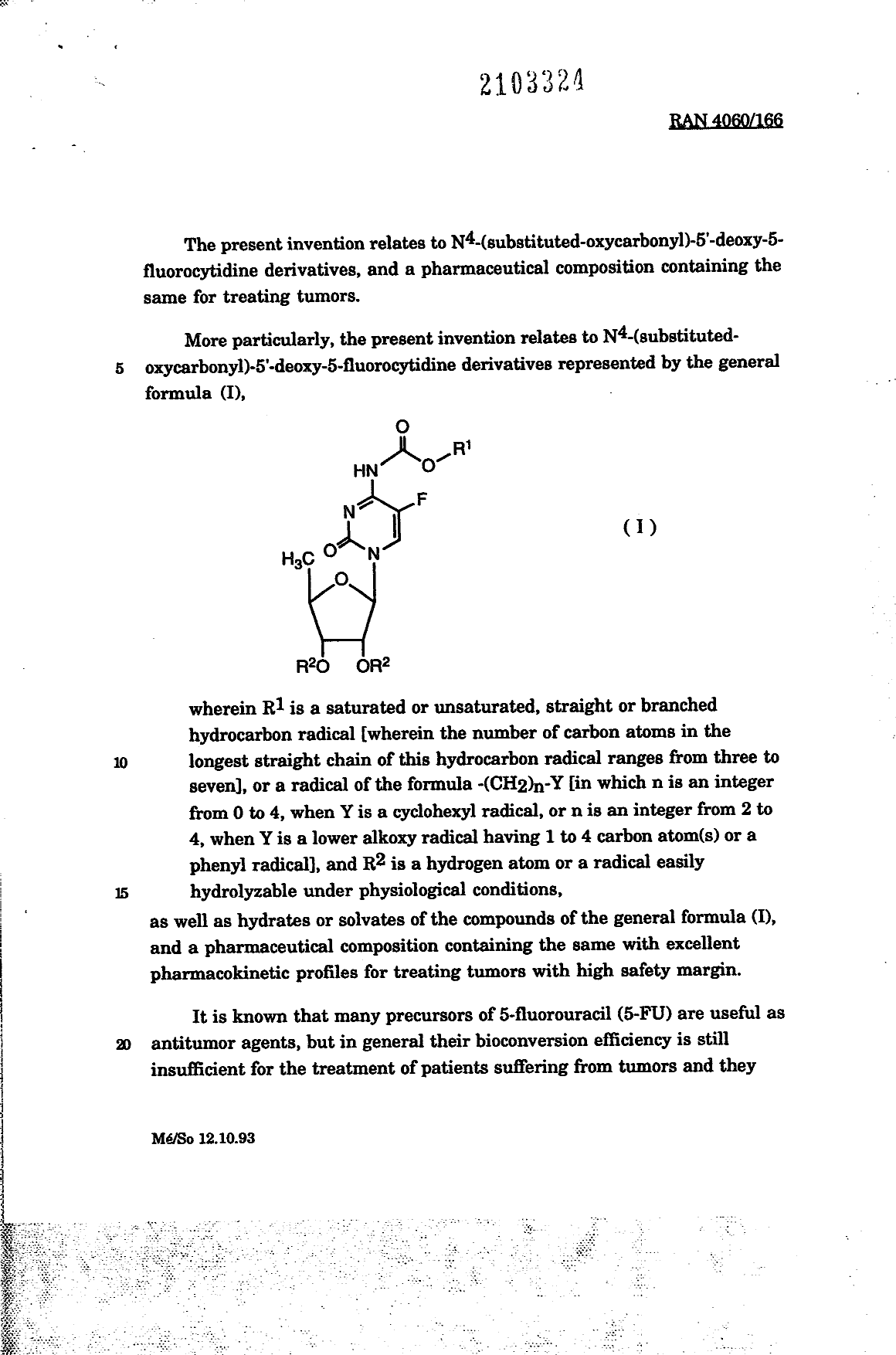 Canadian Patent Document 2103324. Description 19941207. Image 1 of 23