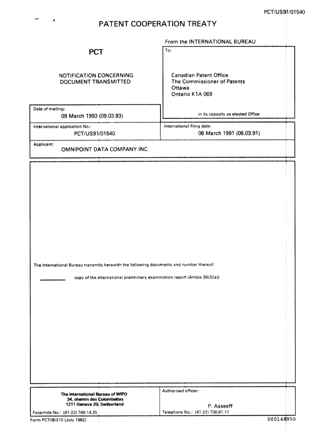 Document de brevet canadien 2105299. PCT 19930831. Image 1 de 9