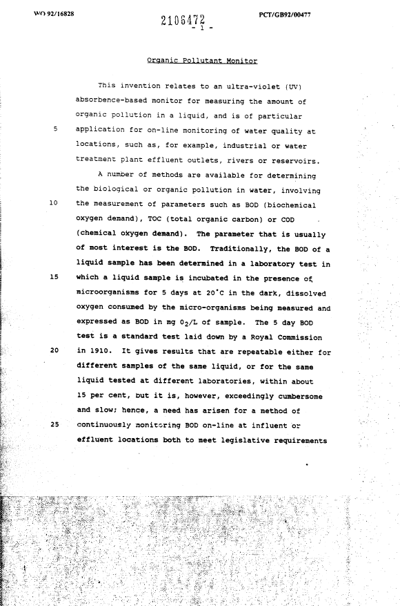 Canadian Patent Document 2106472. Description 19920920. Image 1 of 20
