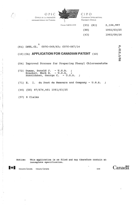 Canadian Patent Document 2106997. Cover Page 19940709. Image 1 of 1