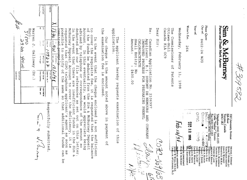 Canadian Patent Document 2106997. Prosecution-Amendment 19980212. Image 1 of 1