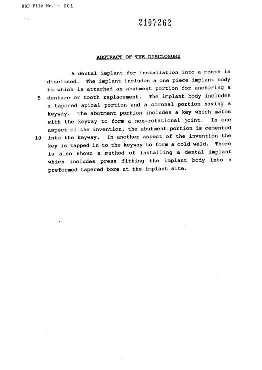 Document de brevet canadien 2107262. Abrégé 19950603. Image 1 de 1