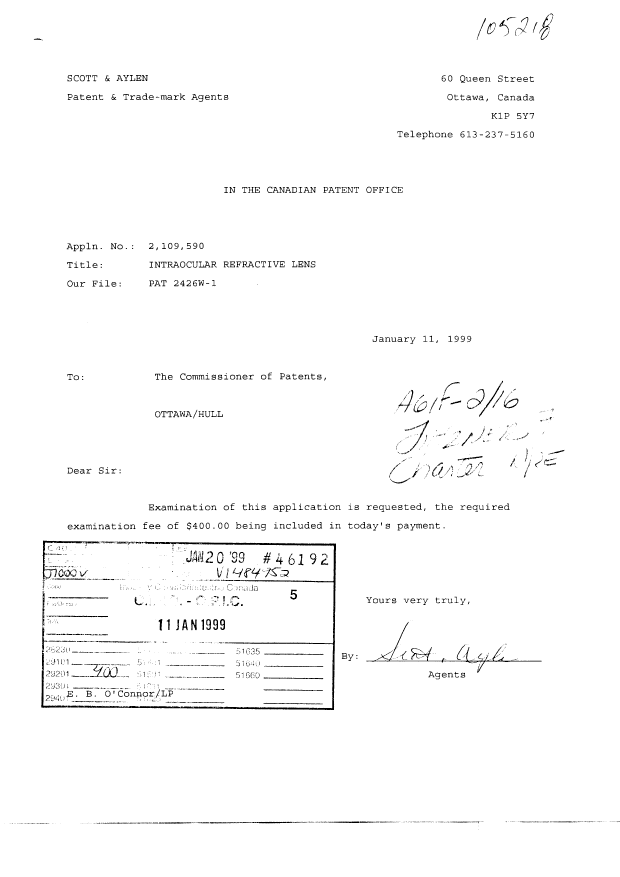 Canadian Patent Document 2109590. Prosecution-Amendment 19981211. Image 1 of 1