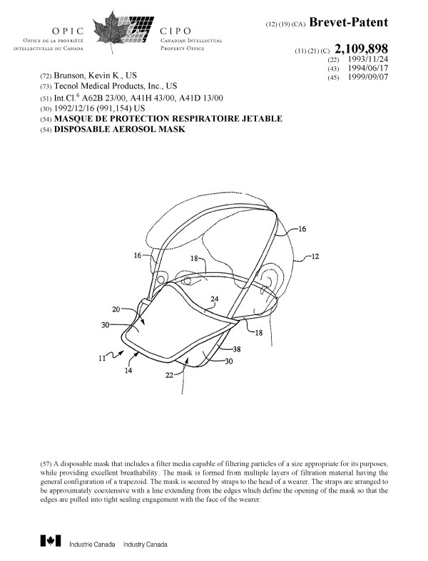 Canadian Patent Document 2109898. Cover Page 19990831. Image 1 of 1