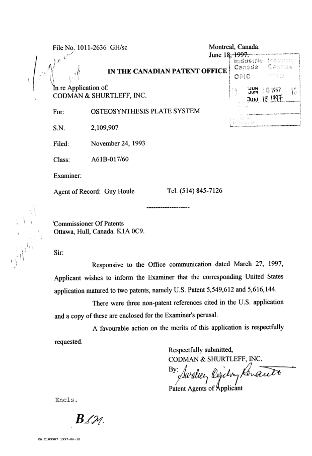 Canadian Patent Document 2109907. Prosecution-Amendment 19961218. Image 1 of 1