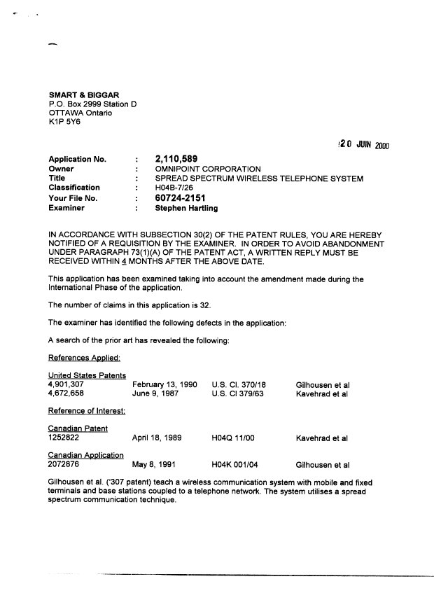 Canadian Patent Document 2110589. Prosecution-Amendment 19991220. Image 1 of 2