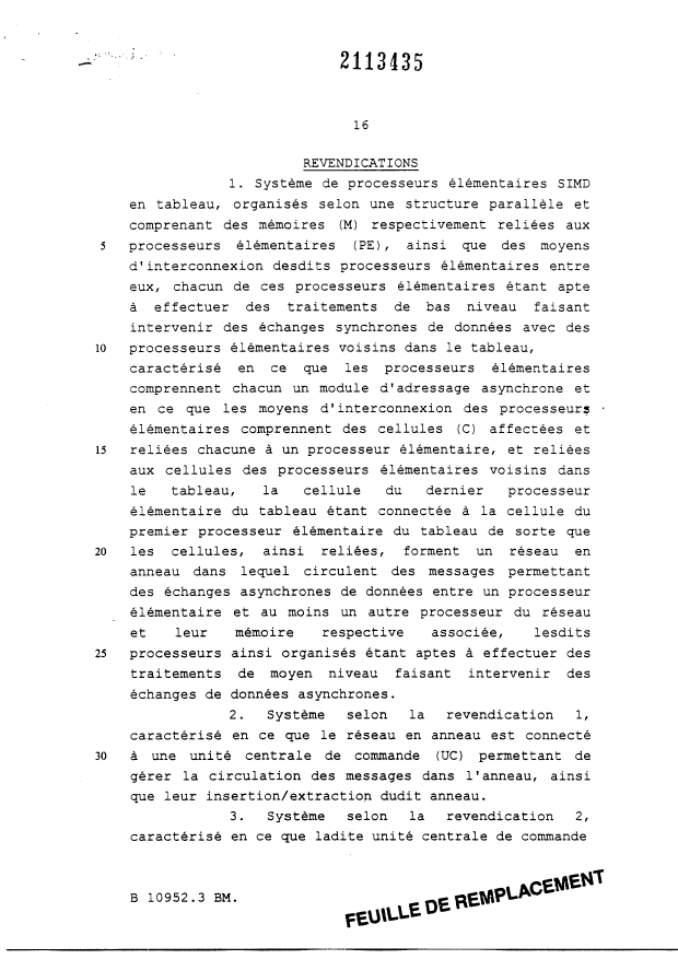 Document de brevet canadien 2113435. Revendications 19990803. Image 1 de 3