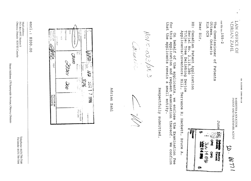 Canadian Patent Document 2115280. Prosecution Correspondence 19960614. Image 1 of 1