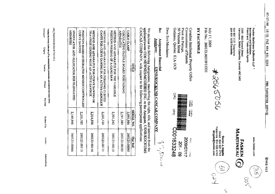 Canadian Patent Document 2115859. Assignment 20090717. Image 1 of 5
