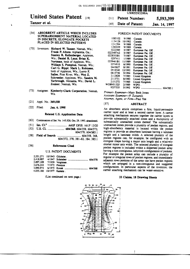 Canadian Patent Document 2116953. Prosecution-Amendment 20010302. Image 2 of 4