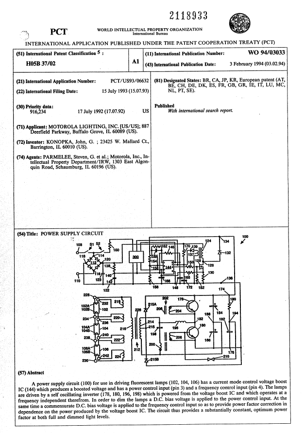 Canadian Patent Document 2118933. Abstract 19950909. Image 1 of 1
