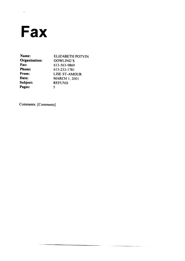 Canadian Patent Document 2118933. Correspondence 20010301. Image 1 of 3