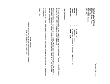 Canadian Patent Document 2119191. Correspondence 20091224. Image 1 of 1