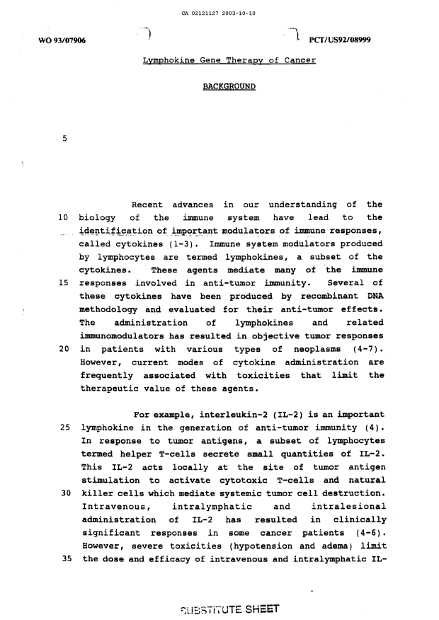 Canadian Patent Document 2121127. Description 20021210. Image 1 of 88
