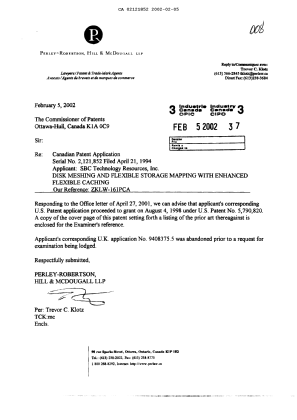 Canadian Patent Document 2121852. Prosecution-Amendment 20020205. Image 1 of 1