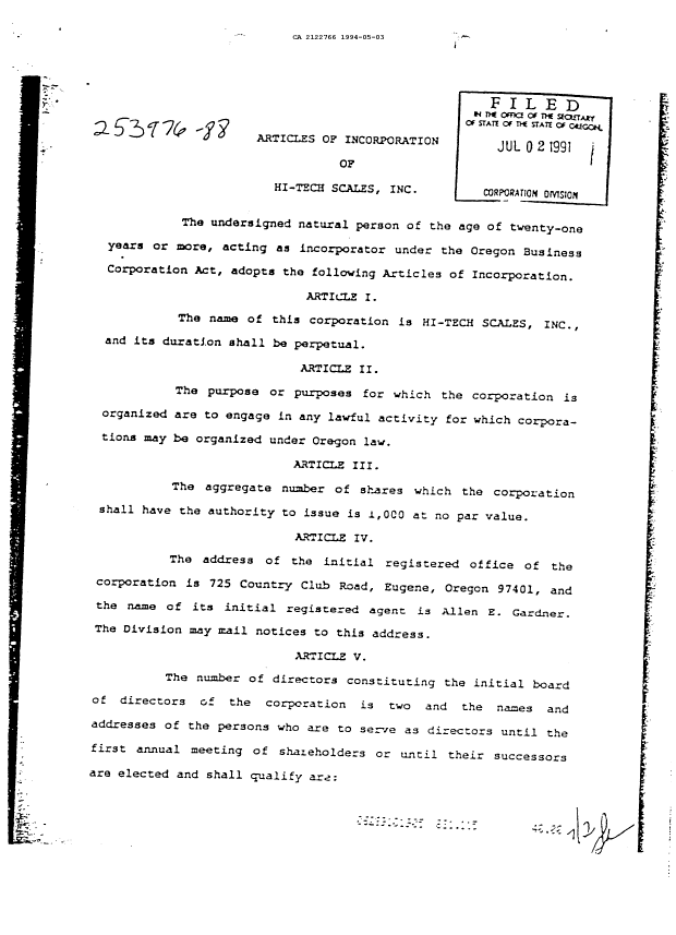Canadian Patent Document 2122766. Prosecution Correspondence 19940503. Image 2 of 15