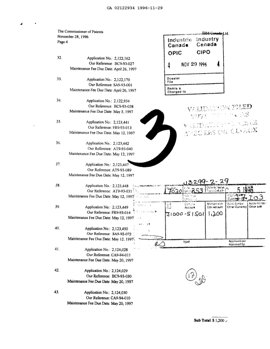 Document de brevet canadien 2122934. Taxes 19961129. Image 1 de 1