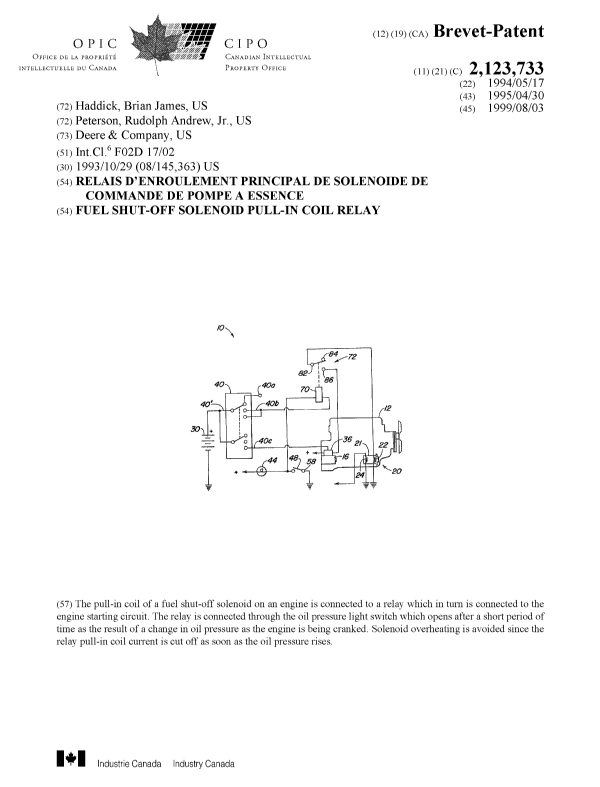 Document de brevet canadien 2123733. Page couverture 19990714. Image 1 de 1
