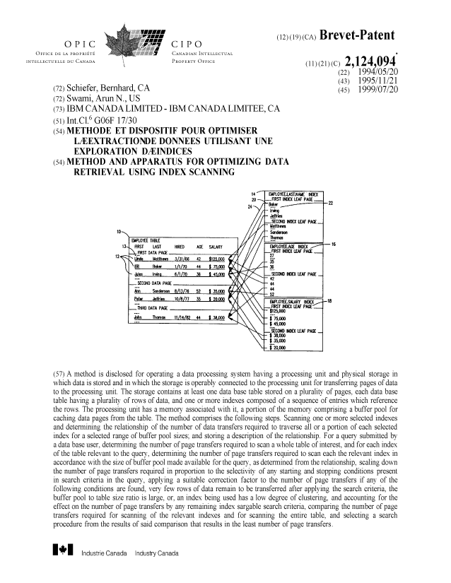 Document de brevet canadien 2124094. Page couverture 19990713. Image 1 de 1