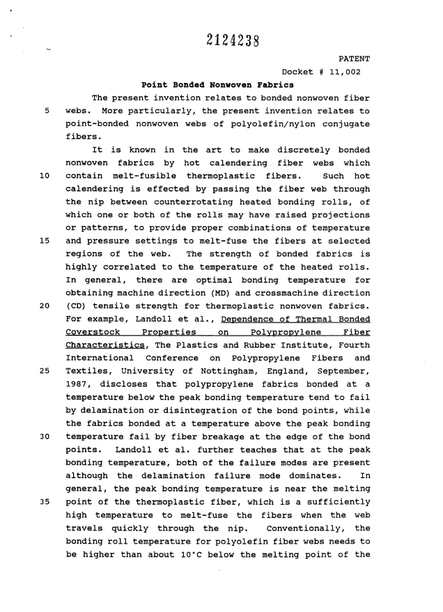 Canadian Patent Document 2124238. Description 19950826. Image 1 of 17