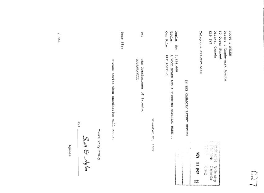 Canadian Patent Document 2124668. Prosecution-Amendment 19971121. Image 1 of 1