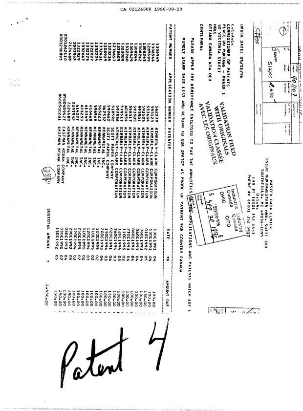 Document de brevet canadien 2124688. Taxes 19960920. Image 1 de 1