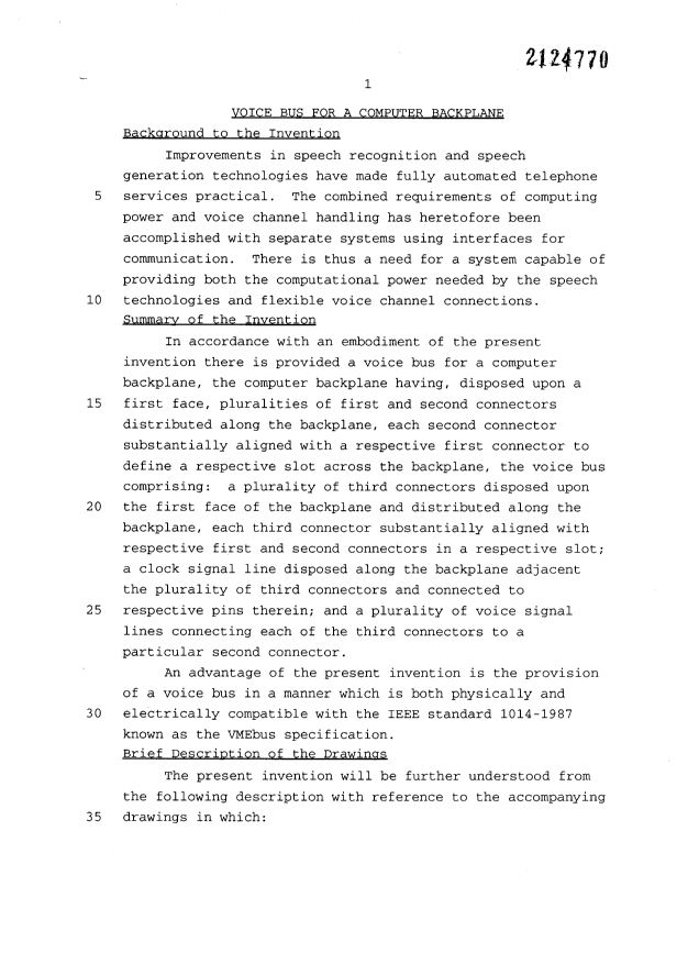 Canadian Patent Document 2124770. Description 19951201. Image 1 of 9