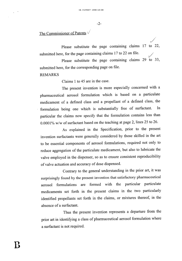 Document de brevet canadien 2125667. Poursuite-Amendment 19971208. Image 2 de 11