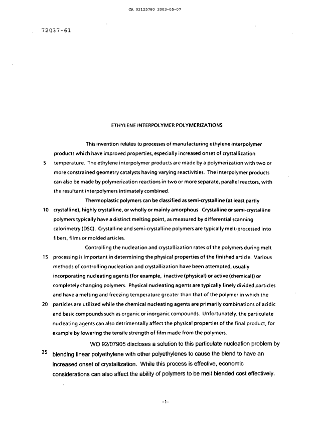 Canadian Patent Document 2125780. Description 20030507. Image 1 of 24