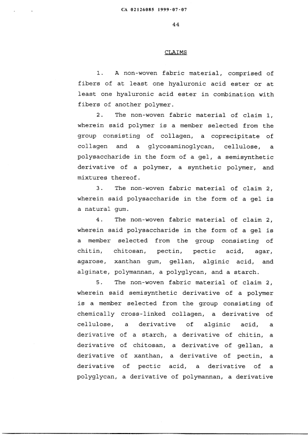 Document de brevet canadien 2126085. Revendications 19990707. Image 1 de 4
