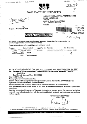 Canadian Patent Document 2126085. Fees 20041213. Image 1 of 1