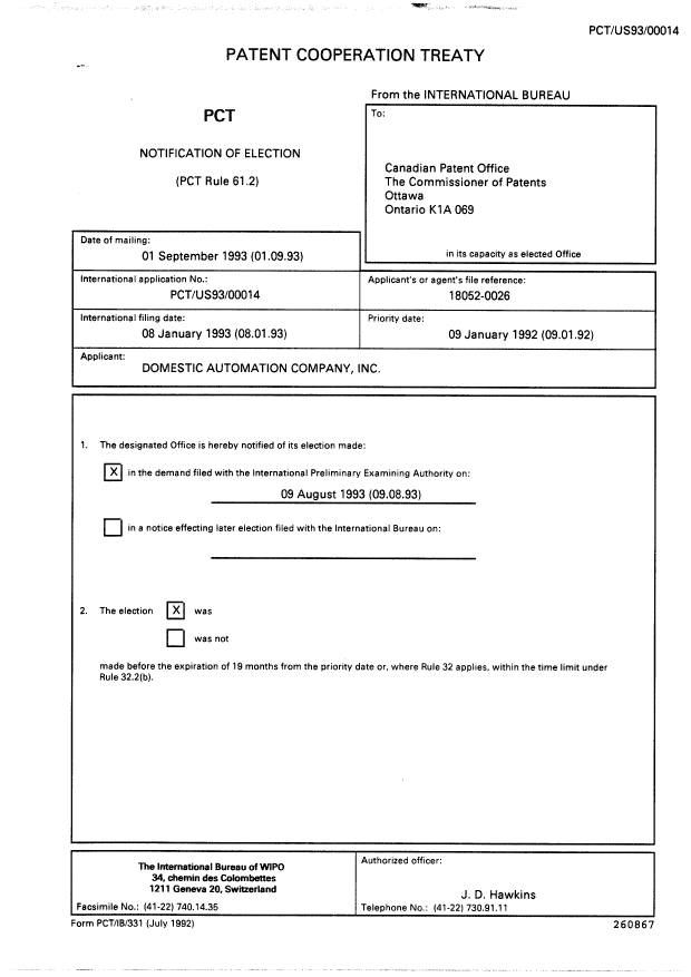 Document de brevet canadien 2126102. PCT 19940616. Image 1 de 19