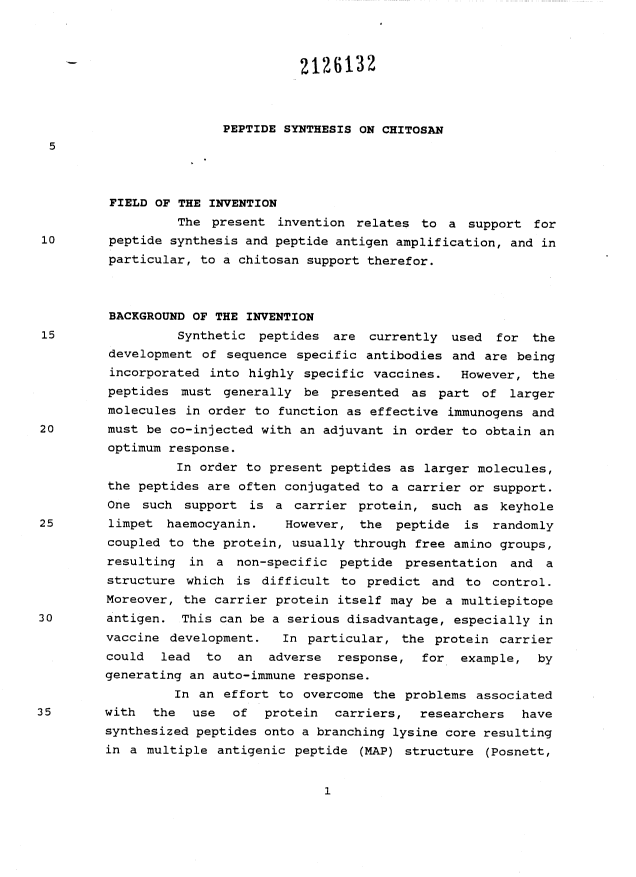 Canadian Patent Document 2126132. Description 19951218. Image 1 of 15