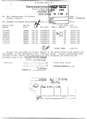 Canadian Patent Document 2126575. Fees 19961204. Image 1 of 1