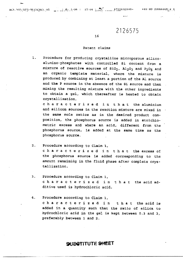 Document de brevet canadien 2126575. Revendications 19990831. Image 1 de 3